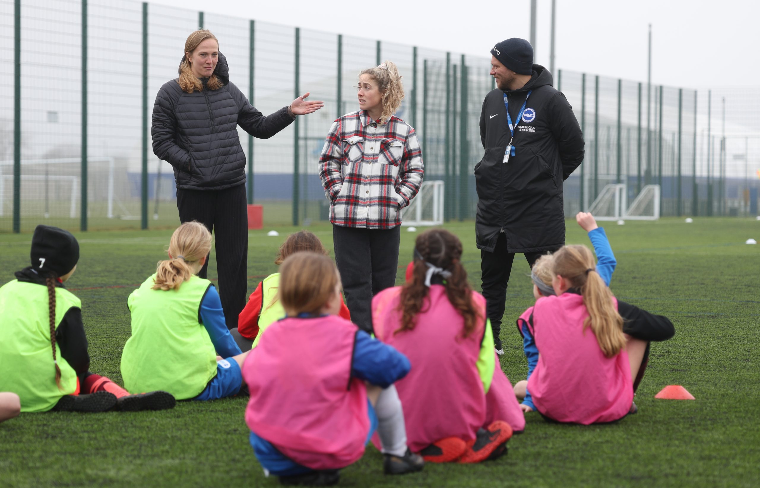 Albion stars meet girls at Lancing football camp