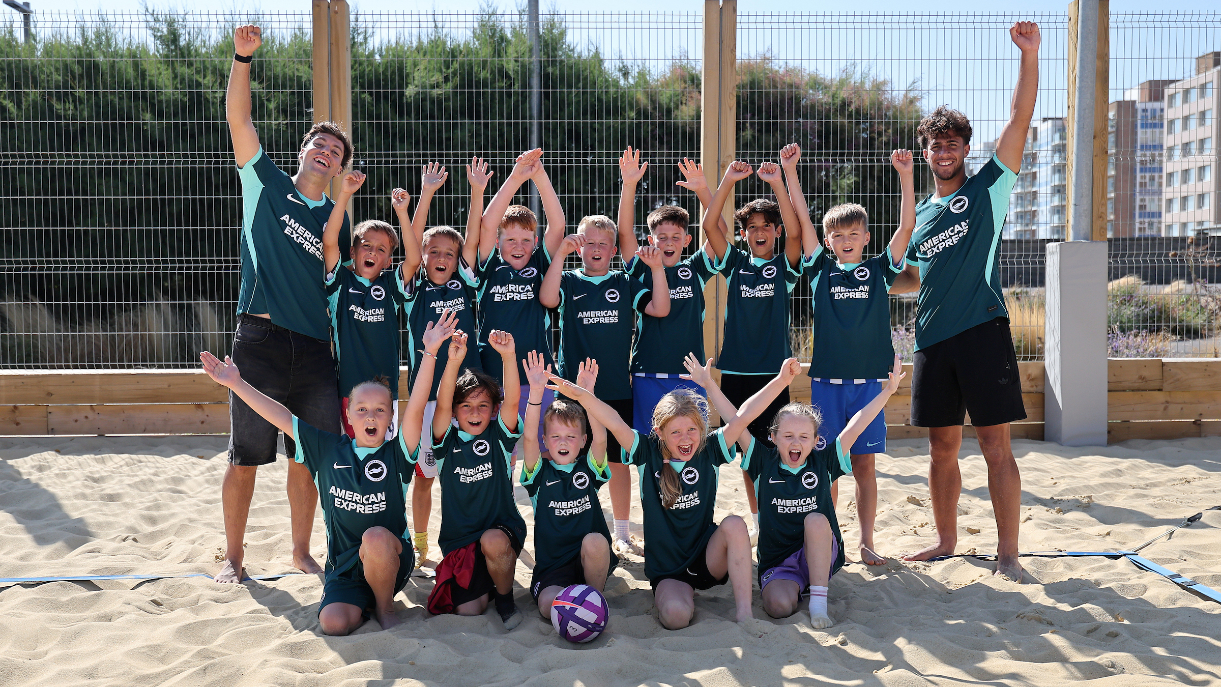 Babis and Stefanos give out kits to Foundation kids